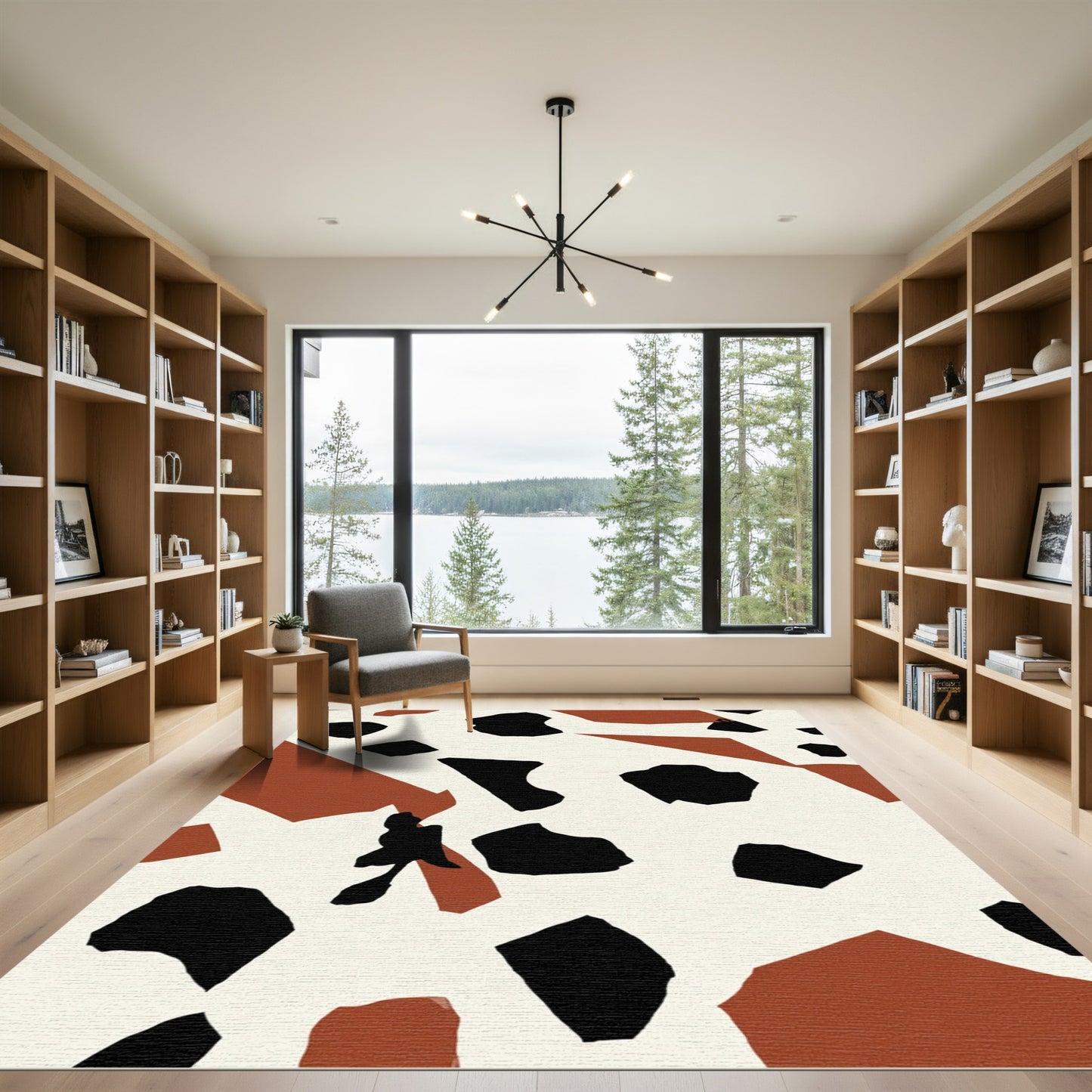 Terra Cotta Black Abstract Spots Rug