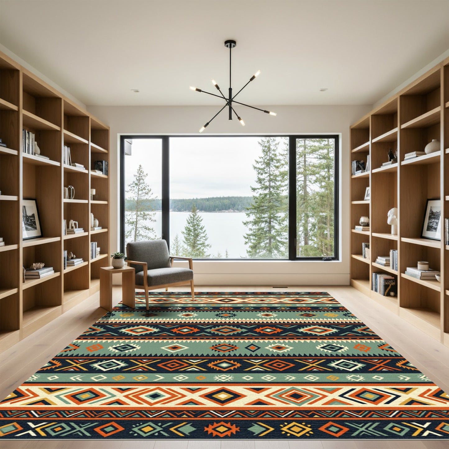 Bold Geometric Tribal Stripe Rug