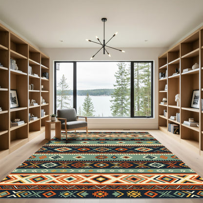 Bold Geometric Tribal Stripe Rug