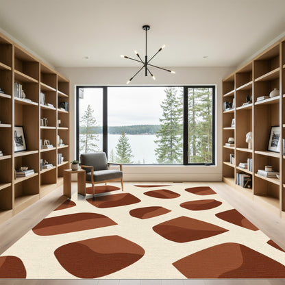 Rich Brown Abstract Organic Shapes Rug