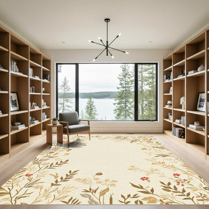 Earthy Tone Floral Vine Accent Rug