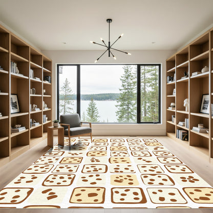 Ivory Tan Speckled Squares Composition Rug