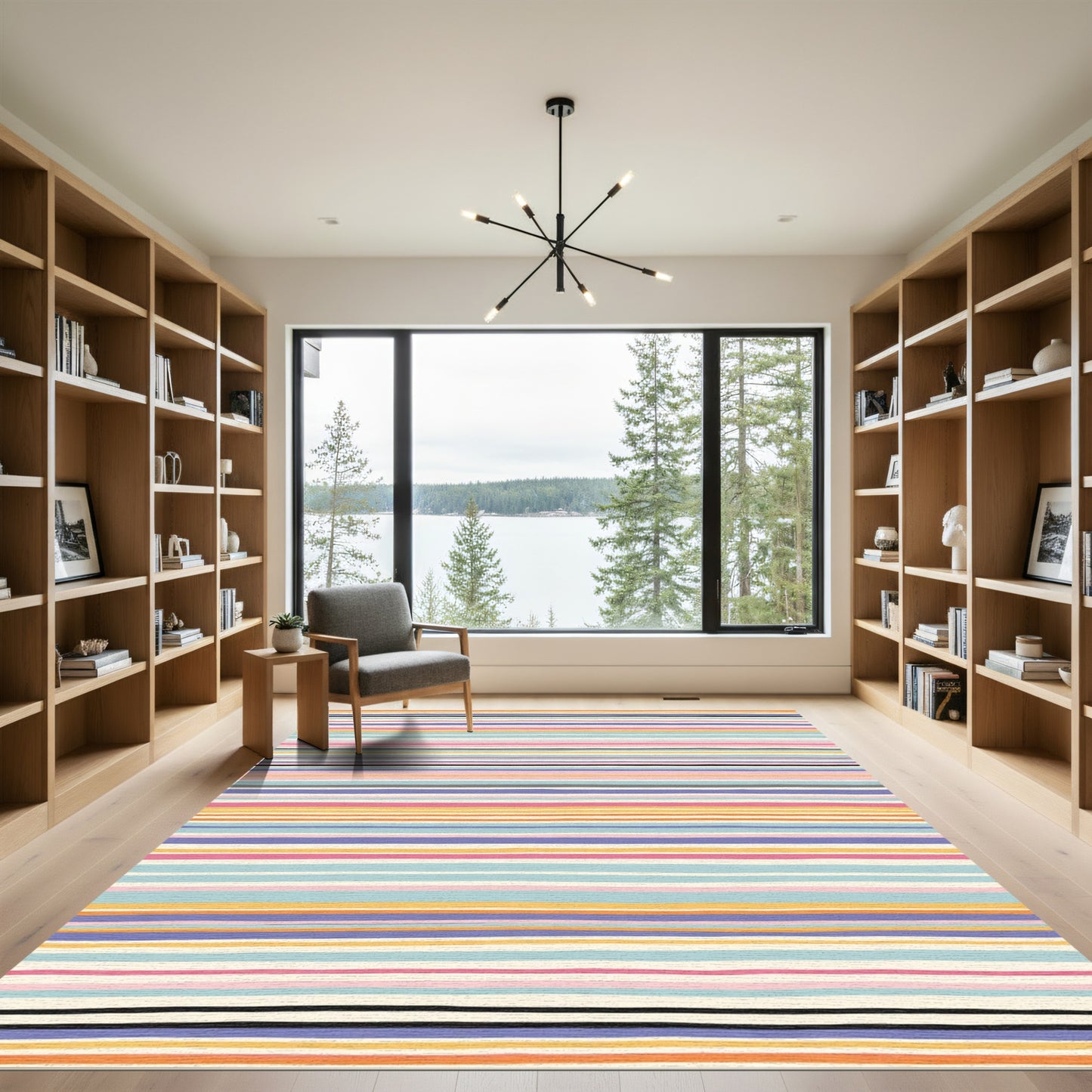 Colorful Abstract Stripe Broadloom Rug