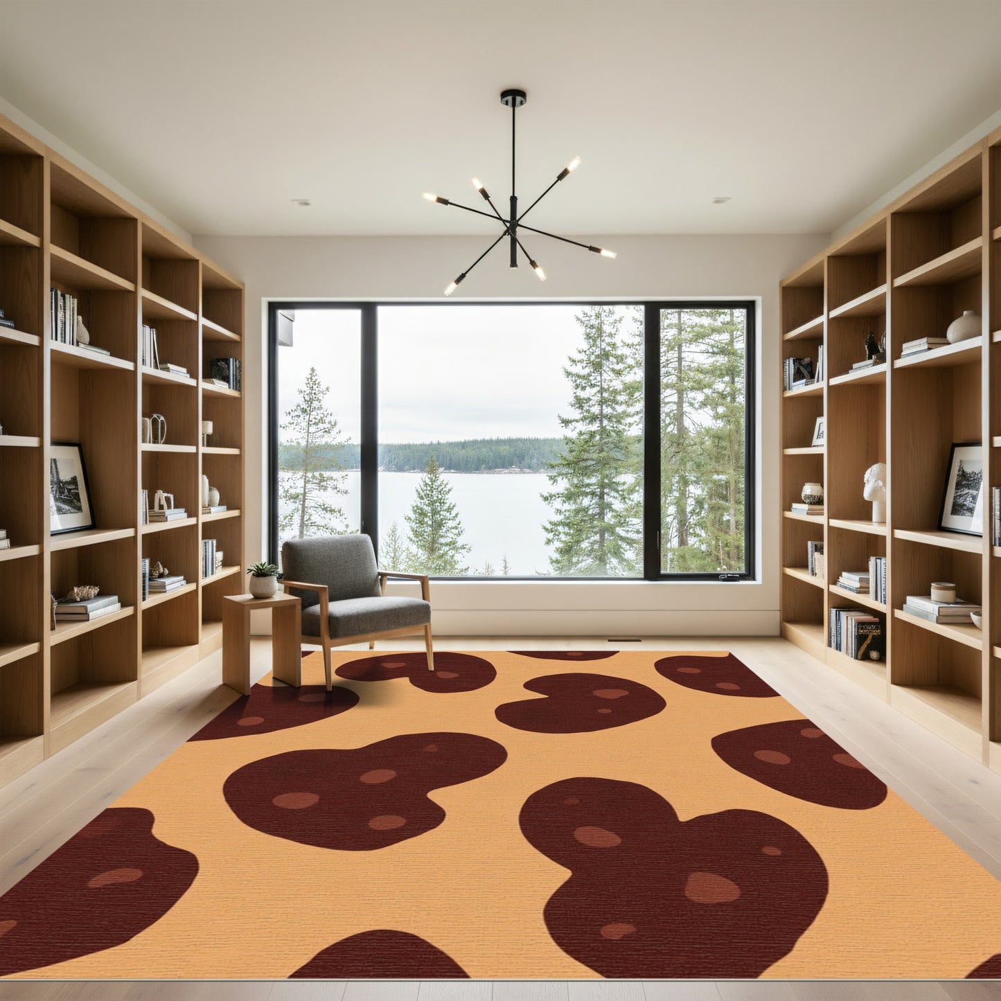 Brown Spots Tan Abstract Rug