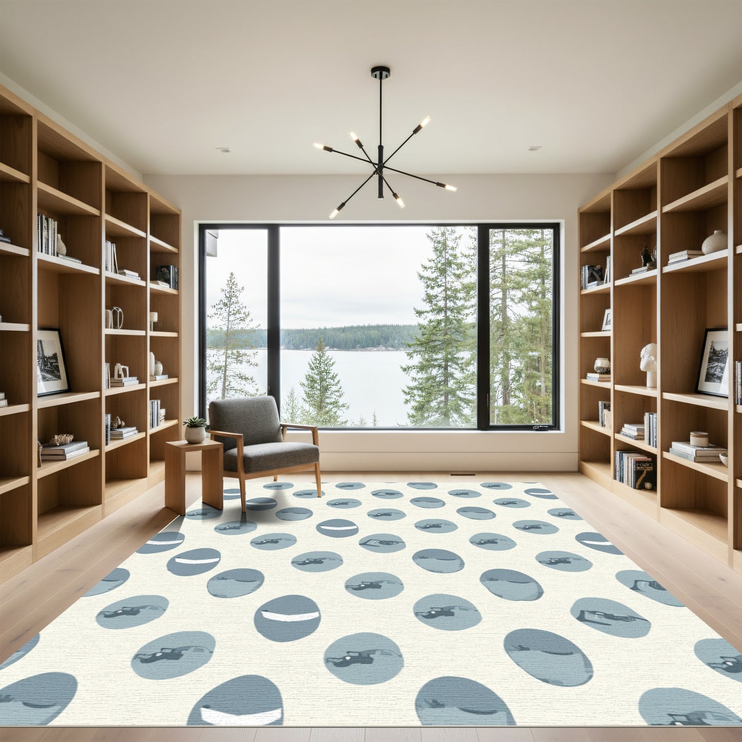 Dusty Blue Oval Burst Rug