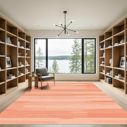 Coral Horizontal Brushstroke Abstract Rug