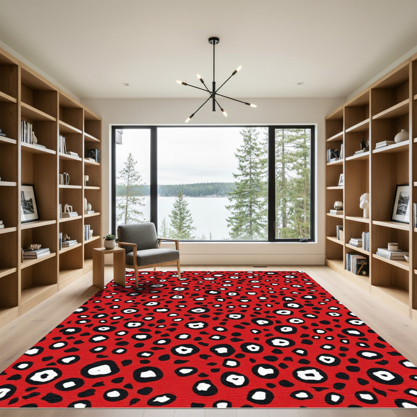 Red Animal Print Spots Rug