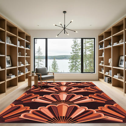 Orange Fan Geometric Repeat Rug