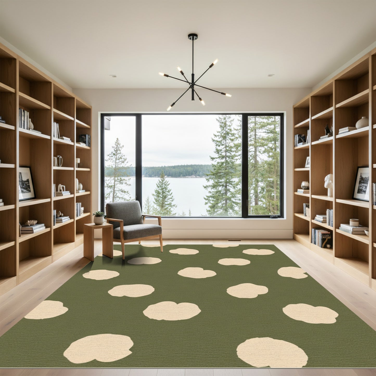 Olive Cream Rounded Dots Rug