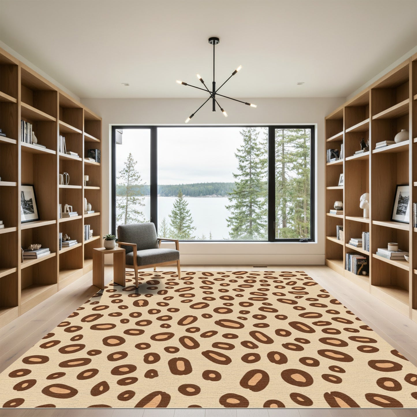 Beige Brown Cheetah Spots Pattern Rug