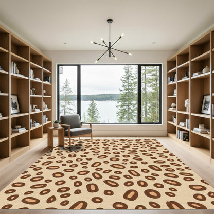 Beige Brown Cheetah Spots Pattern Rug