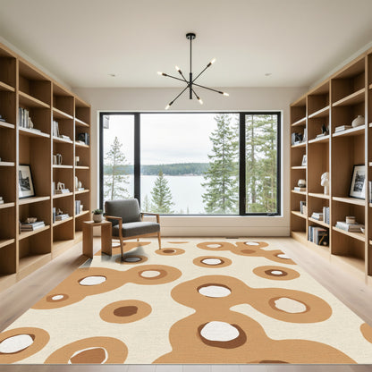 Earthy Tone Abstract Blob Circles Rug
