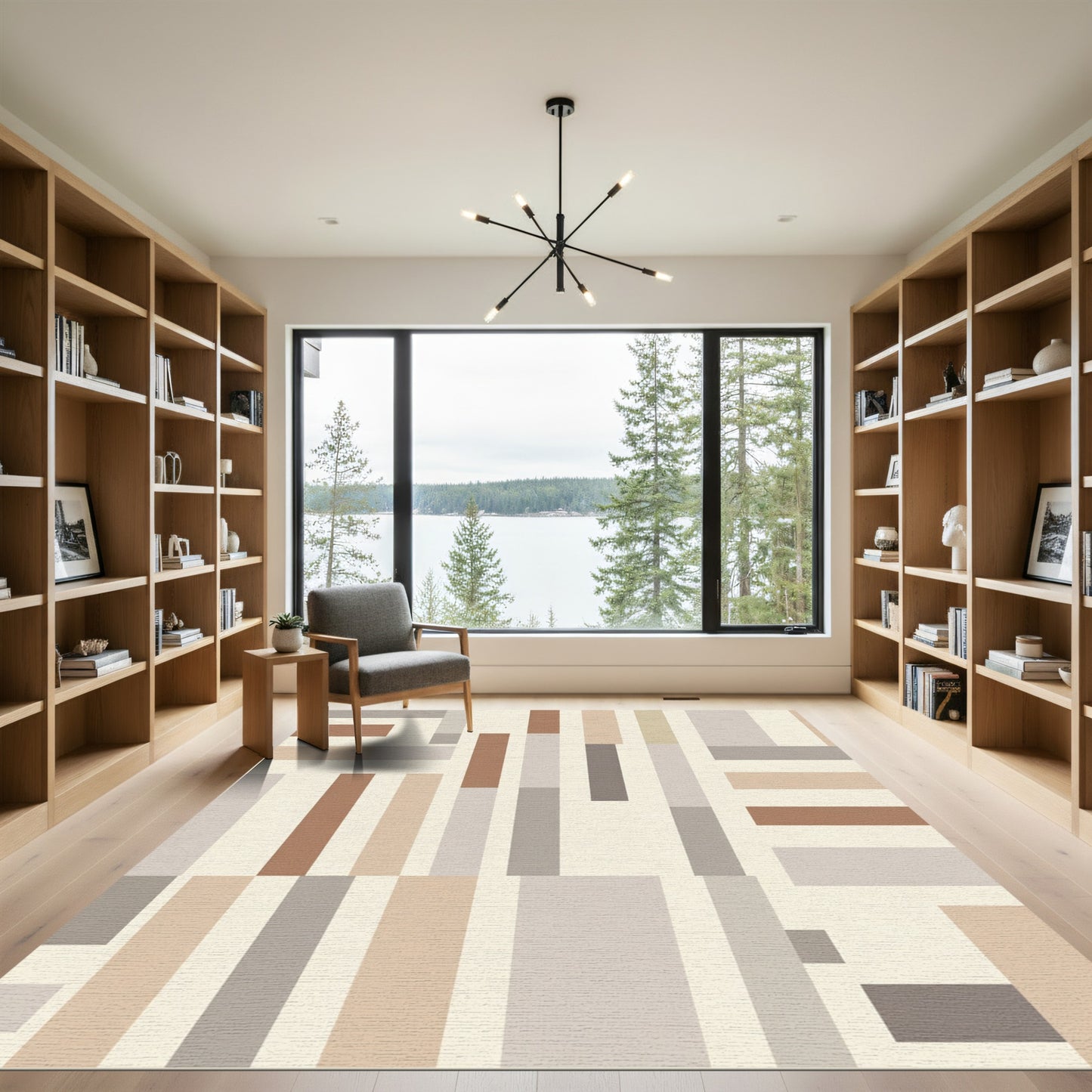 Earthy Abstract Rectangles Geometric Composition Rug