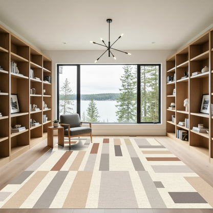 Earthy Abstract Rectangles Geometric Composition Rug