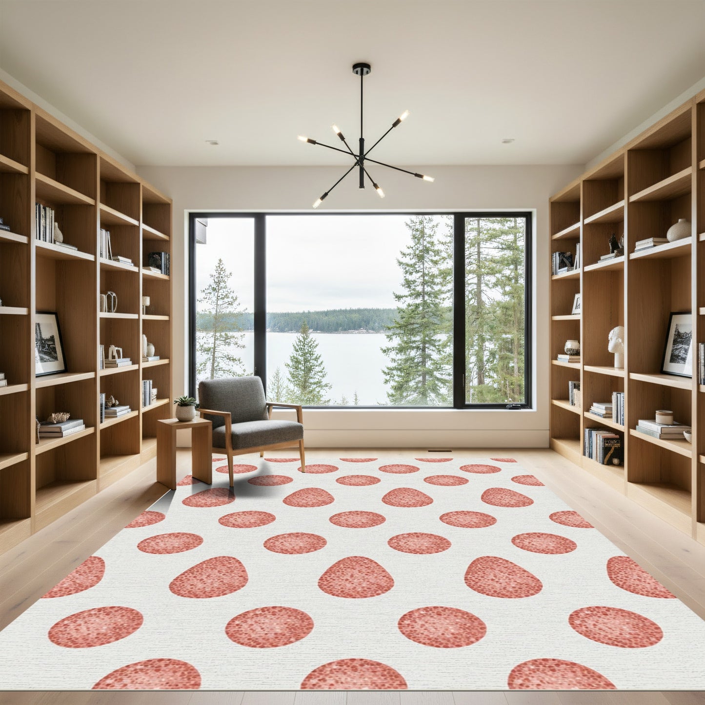 Coral Polka Dot Egg Arrangement Rug