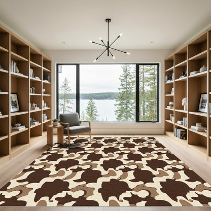 Camouflage Brown Organic Shapes Rug