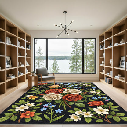 Elegant Floral Bouquet with Roses Rug