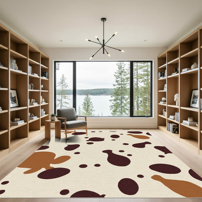 Spotted Brown Cream Abstract Blobs Rug