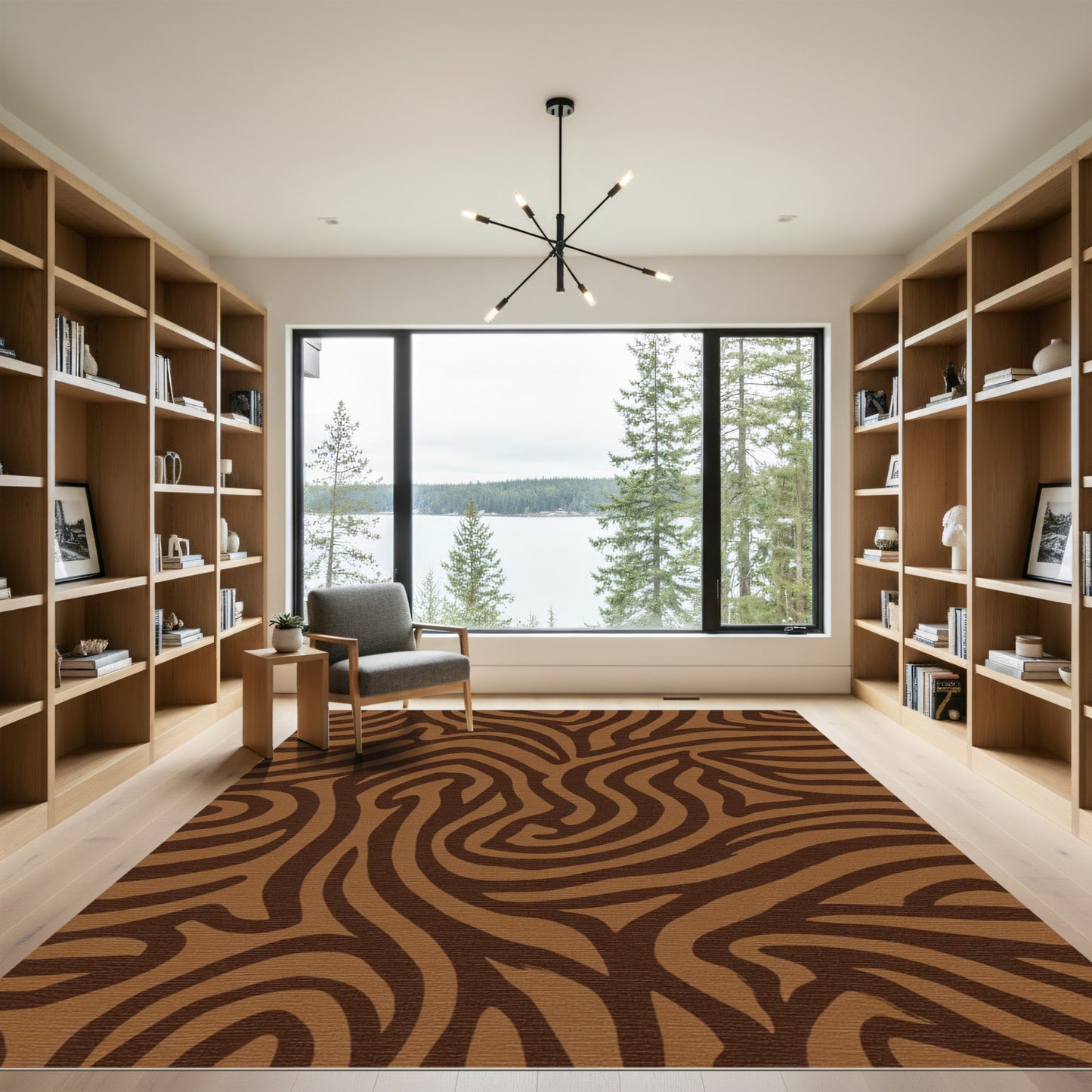 Chocolate Brown Abstract Swirl Rug