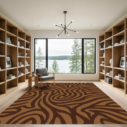 Chocolate Brown Abstract Swirl Rug
