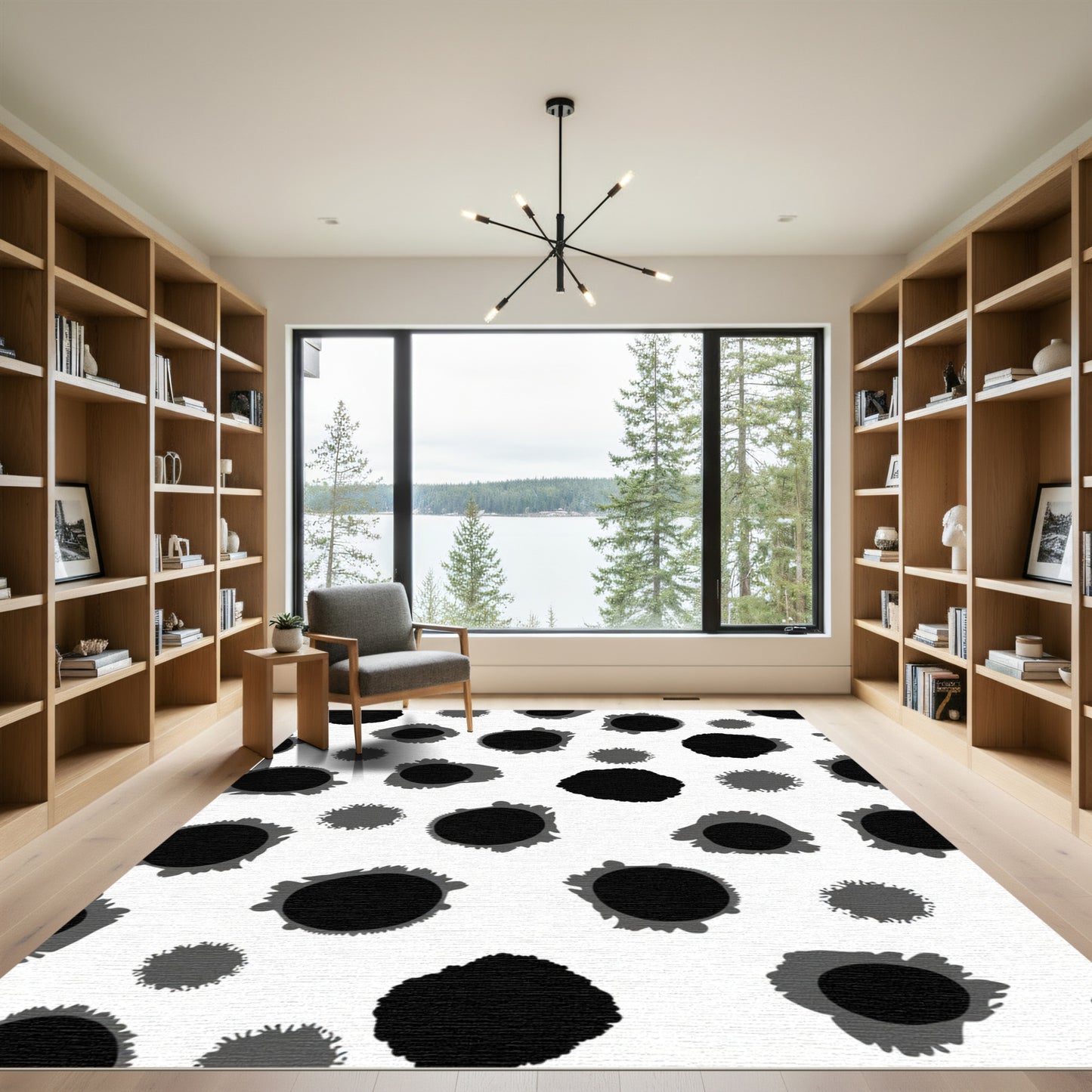 Monochromatic Speckled Abstract Circles Rug