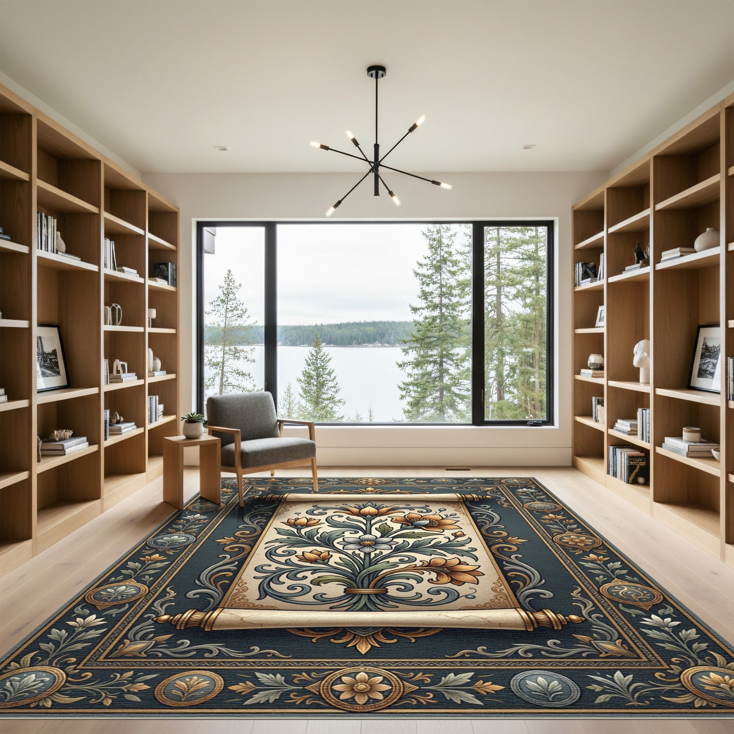 Ancient Floral Scroll Embossed Rug