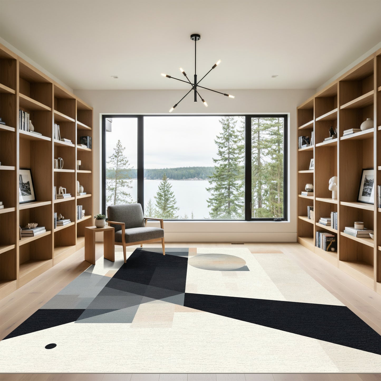 Minimalist Geometric Abstract Circle Rug