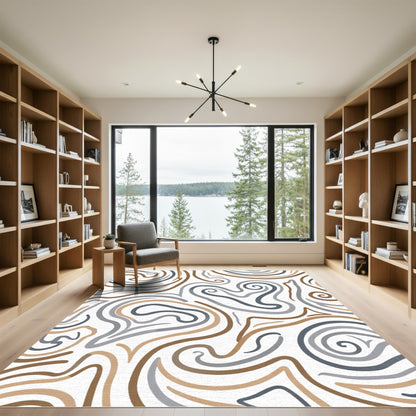 Swirling Lines Earth Tones Rug