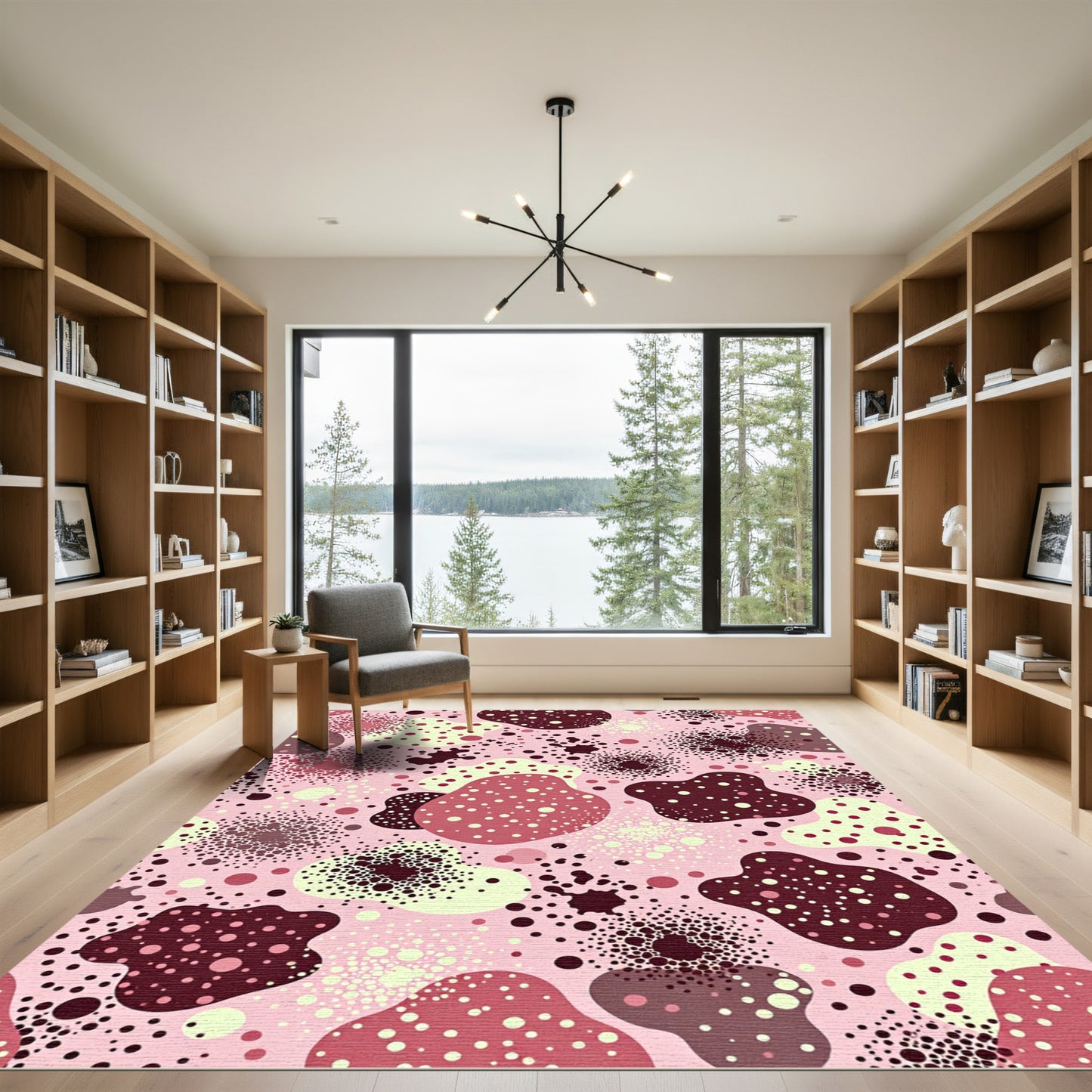 Pink Crimson Organic Cell Scatter Rug