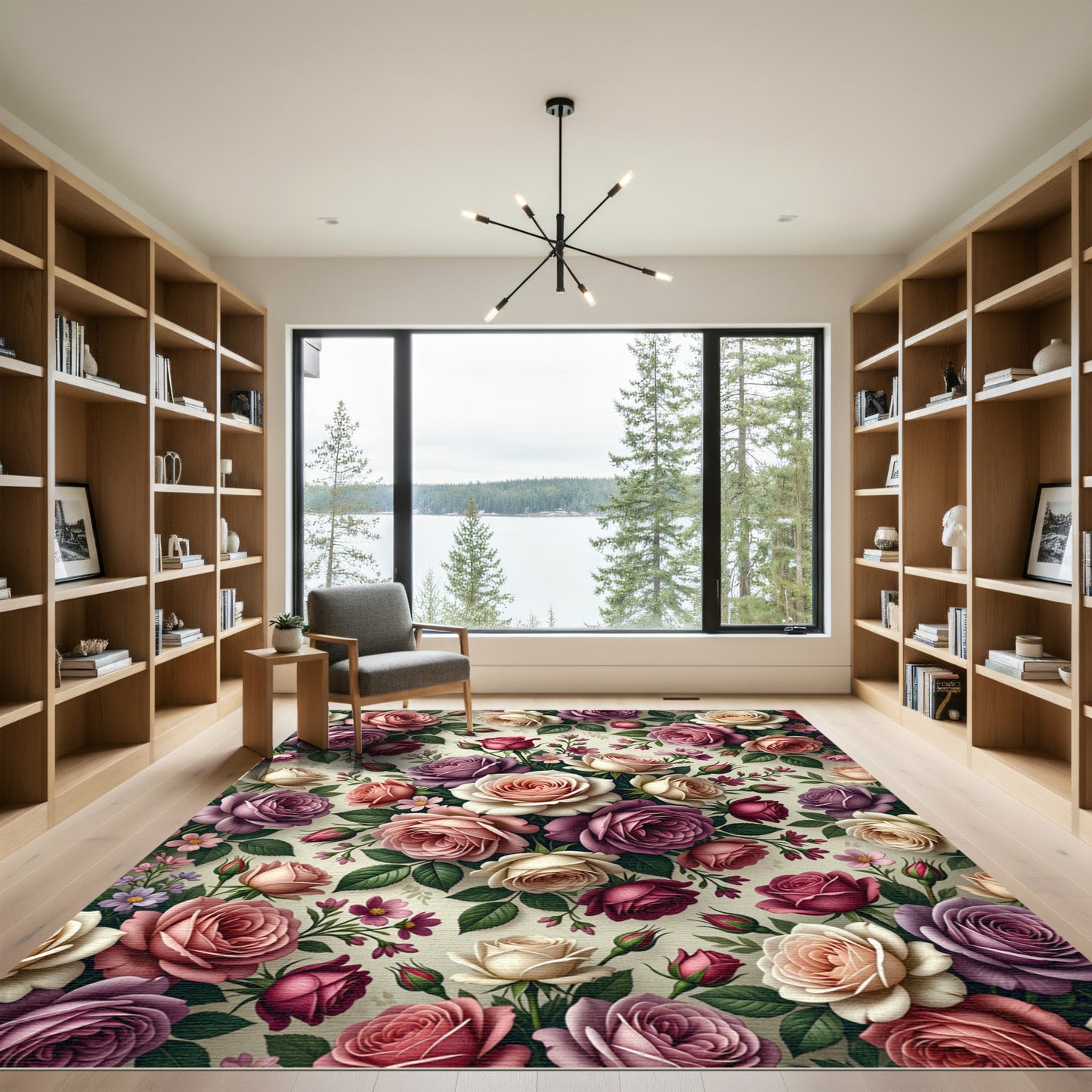 Elegant Pastel Garden Rose Bouquet Rug