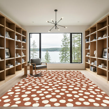 Terracotta White Irregular Dots Rug