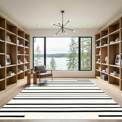 Minimalist Gray Striped Line Rug