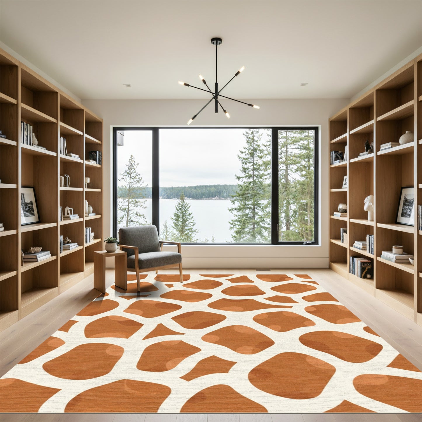 Orange Brown Giraffe Skin Texture Rug