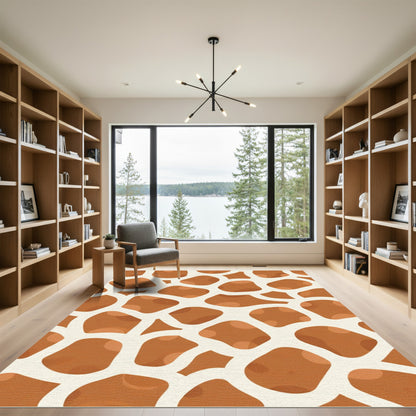 Orange Brown Giraffe Skin Texture Rug