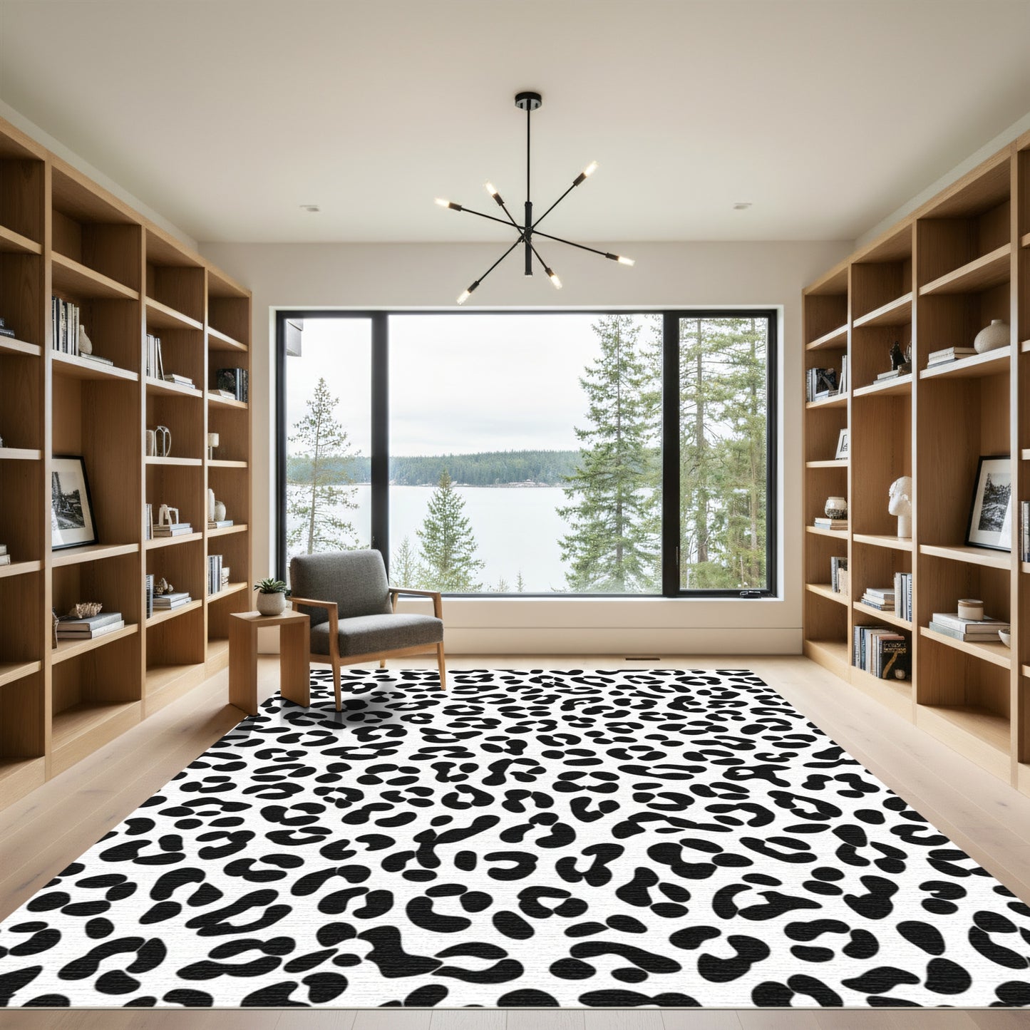 Bold Black Leopard Spots Rug