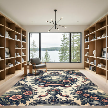 Vintage Floral Landscape Garland Rug