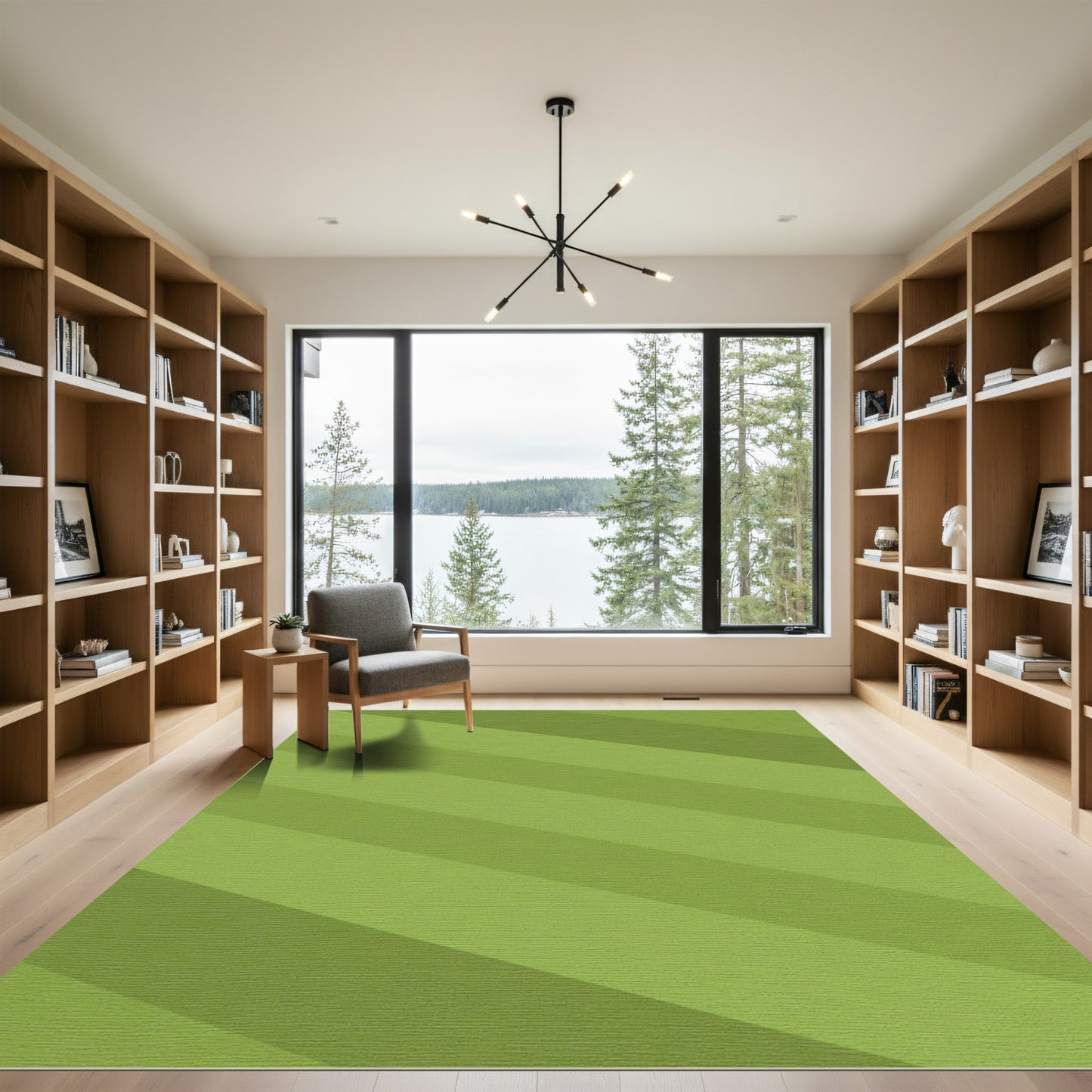 Striped Green Diagonal Rug