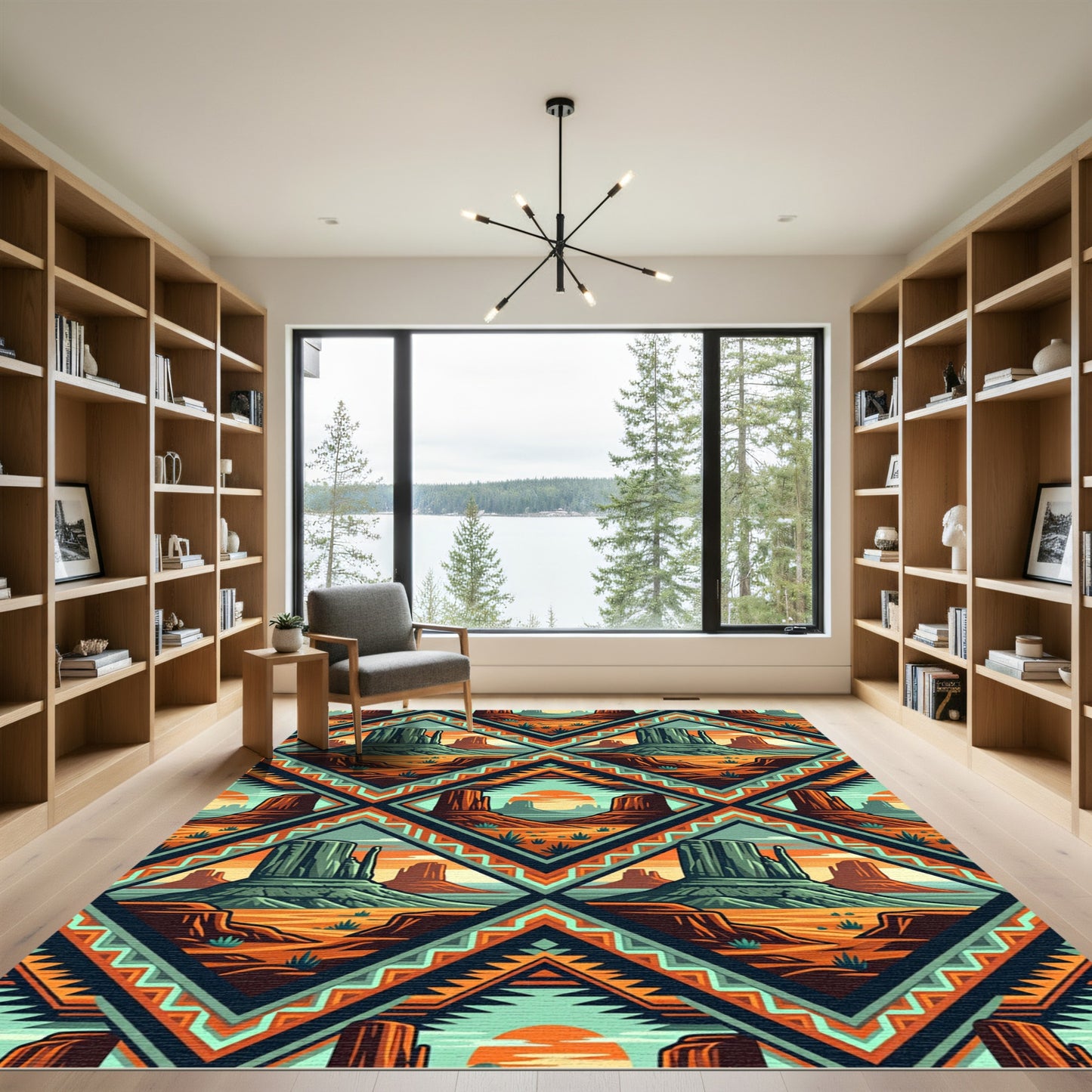 Southwestern Mesa Landscape Diamond Rug