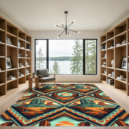 Southwestern Mesa Landscape Diamond Rug