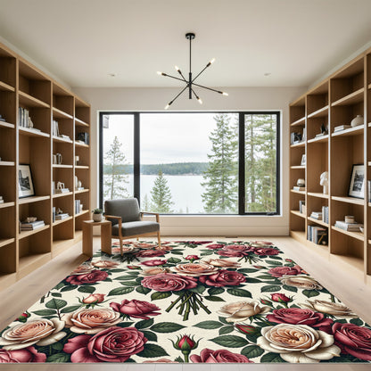 Vintage Rose Bouquet Floral Arrangement Rug