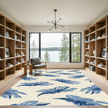 Indigo Brushstroke Floral Repeat Rug