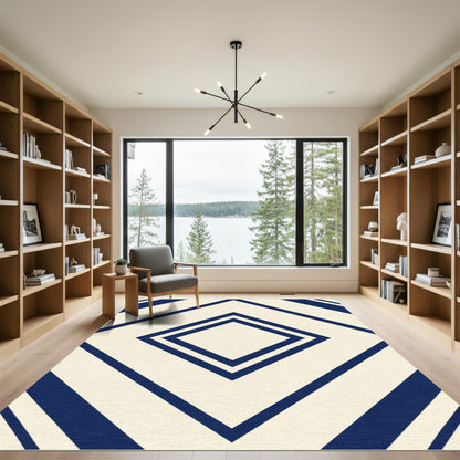 Navajo Blue Diamond Chevron Graphic Rug