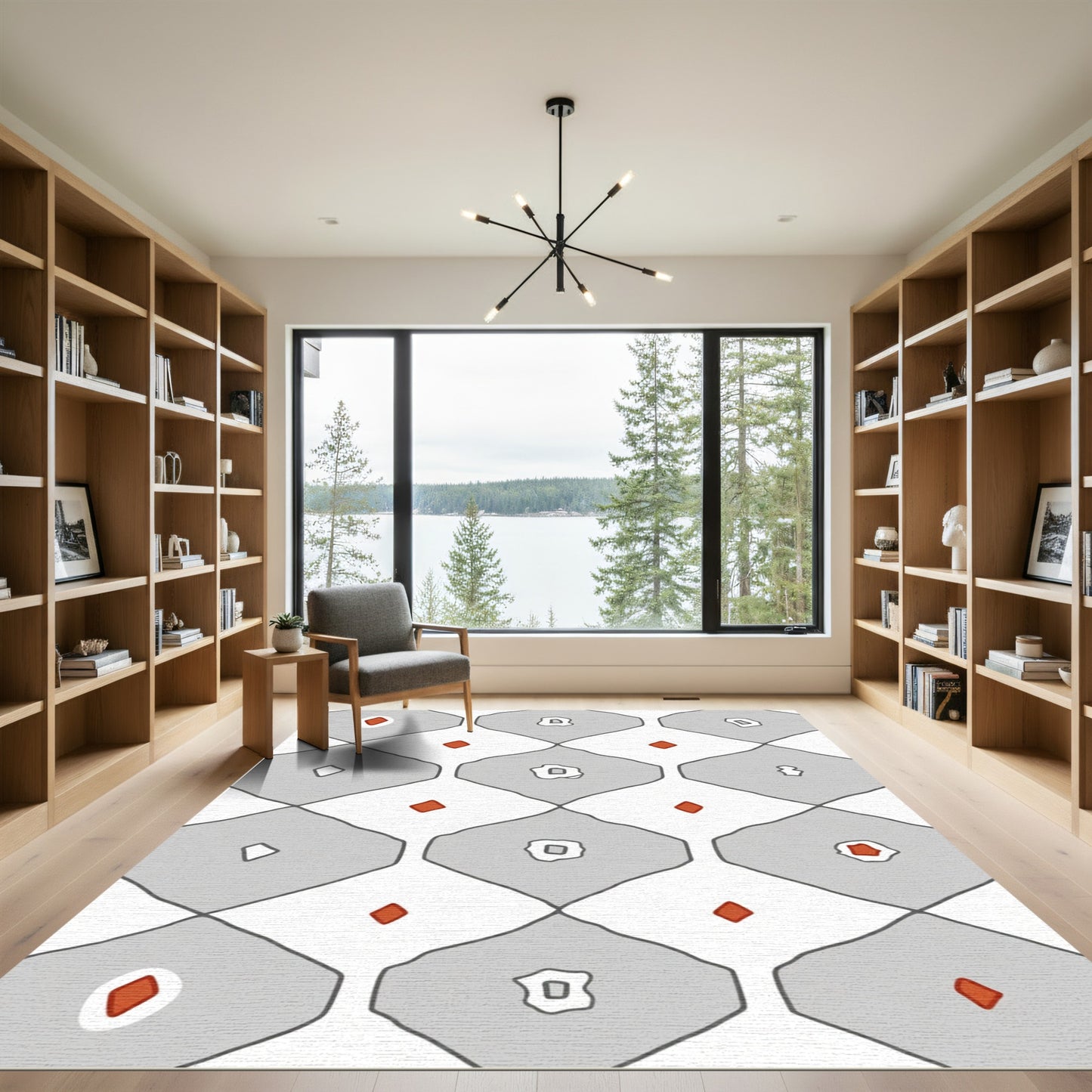 Terracotta Red Diamond Geo Pattern Rug