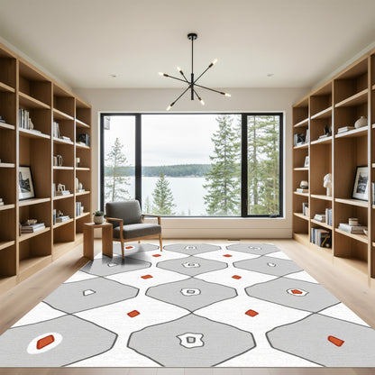 Terracotta Red Diamond Geo Pattern Rug