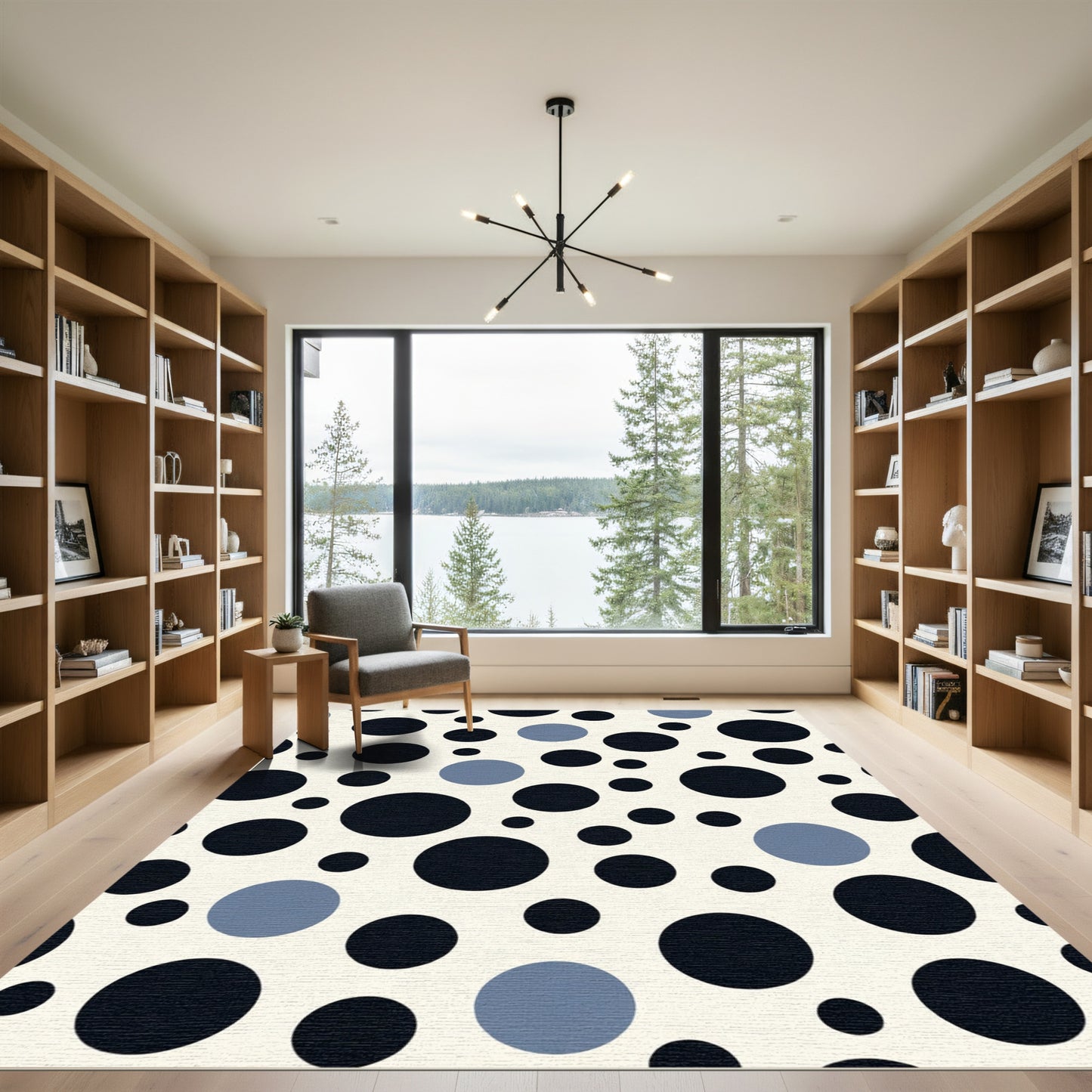Diverse Blue Black Polka Dot Rug