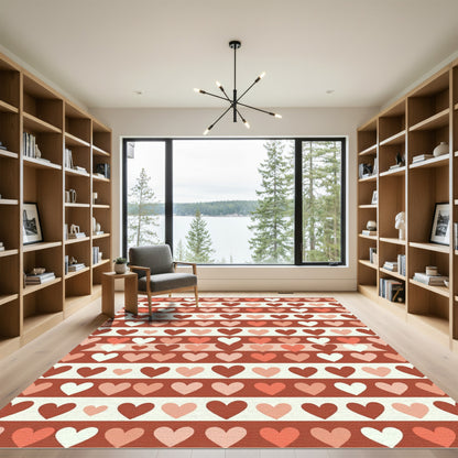 Tonal Hearts Stripe Collection Rug