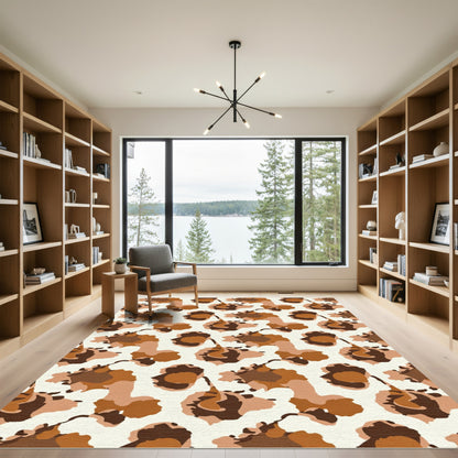 Earthy Camouflage Abstract Shapes Rug
