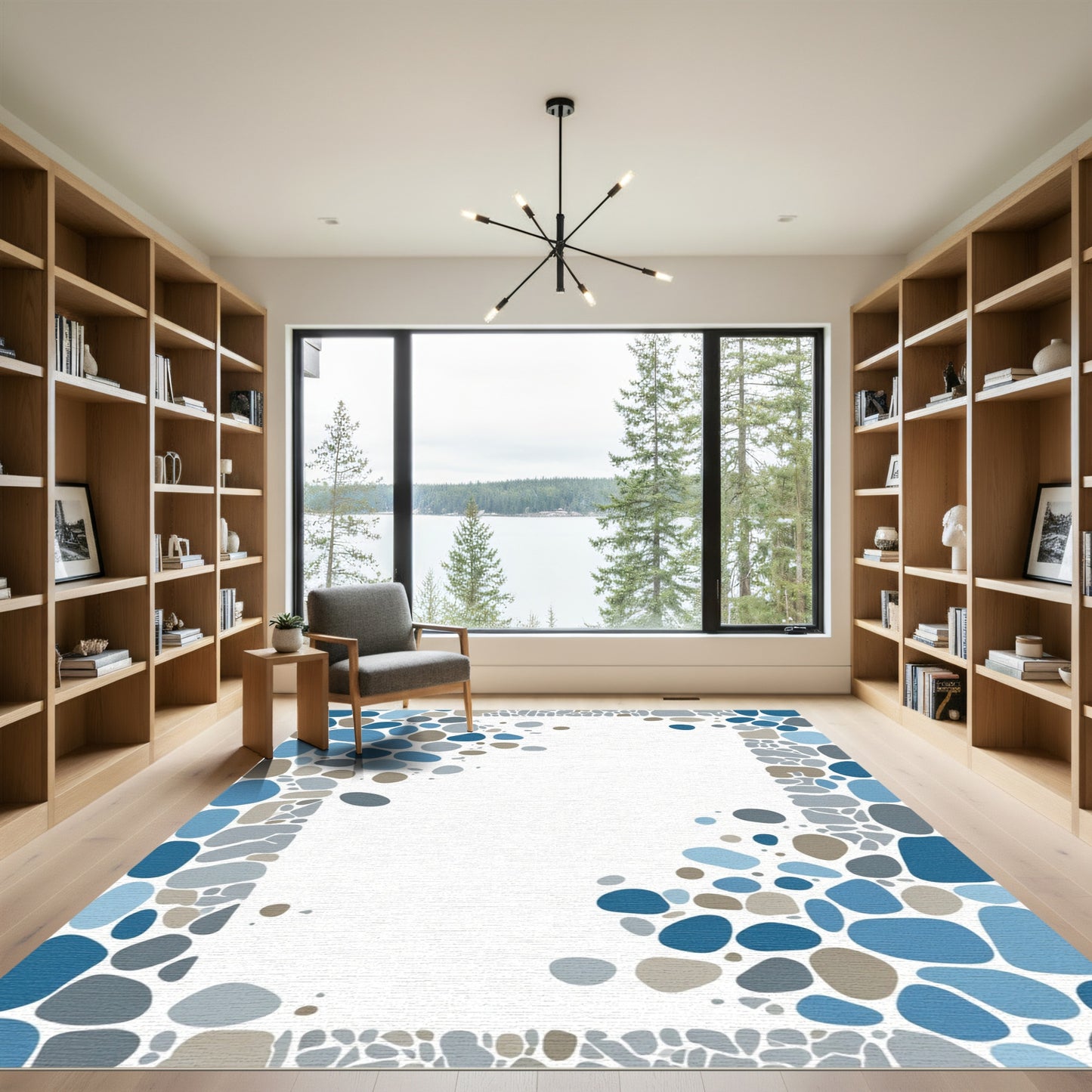 Pebble Border Blue Gray Medley Rug