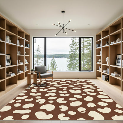 Cream Spots Brown Background Rug