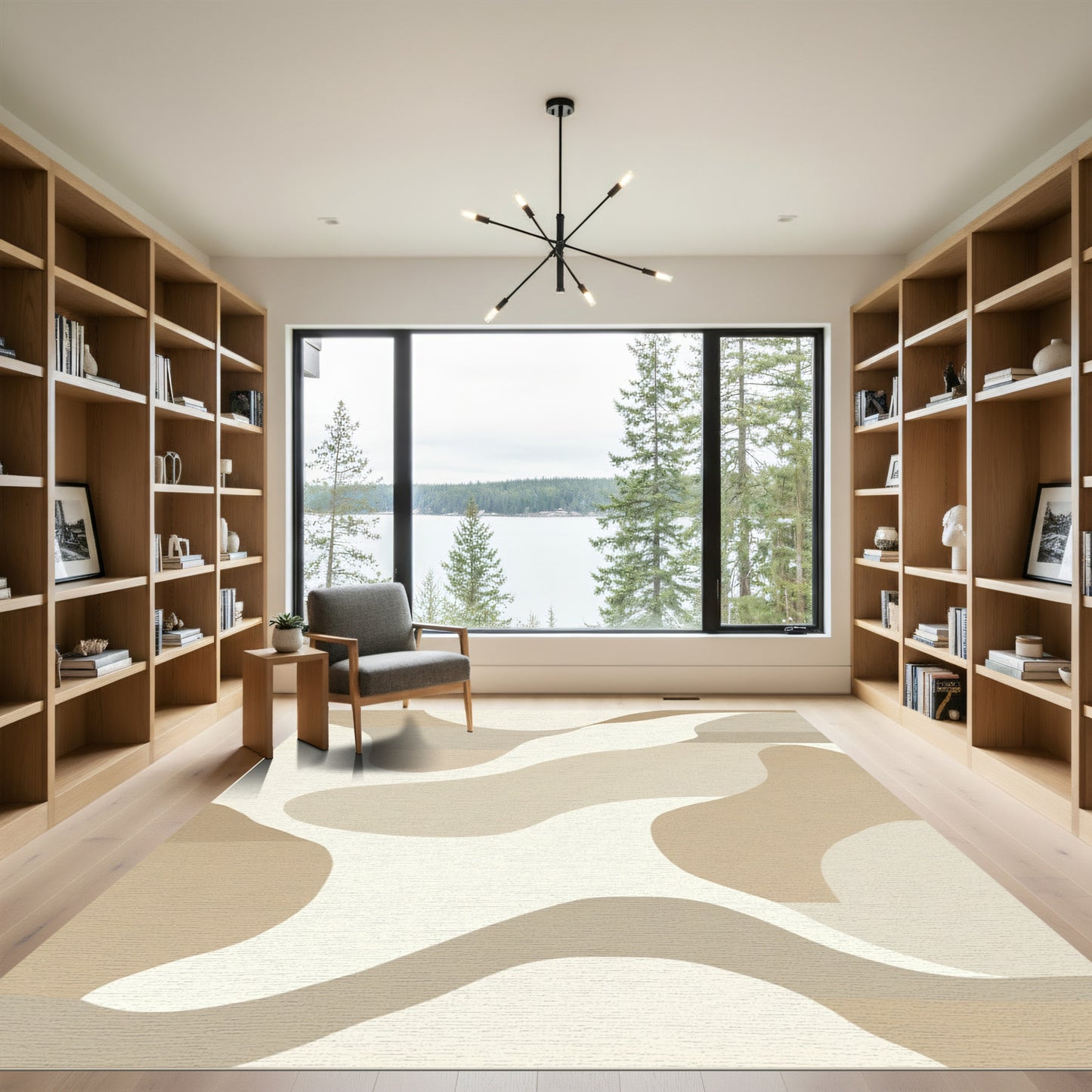Earthy Tone Abstract Organic Flow Rug